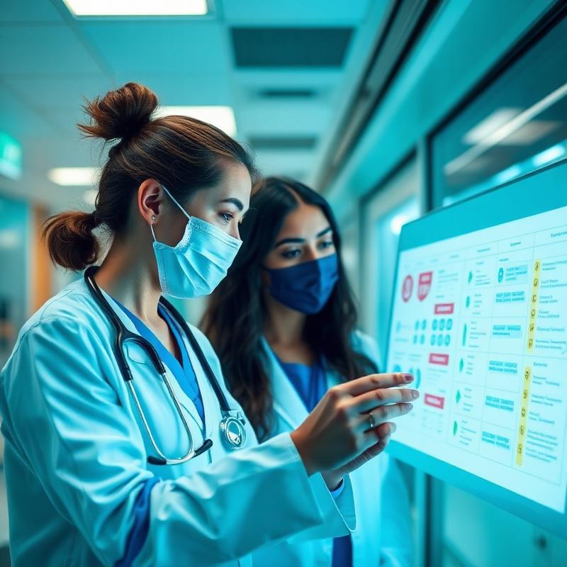 Clinicians reviewing patient safety chart