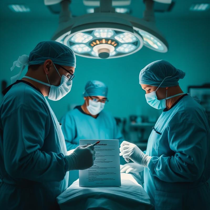 Surgical team running safety checklist